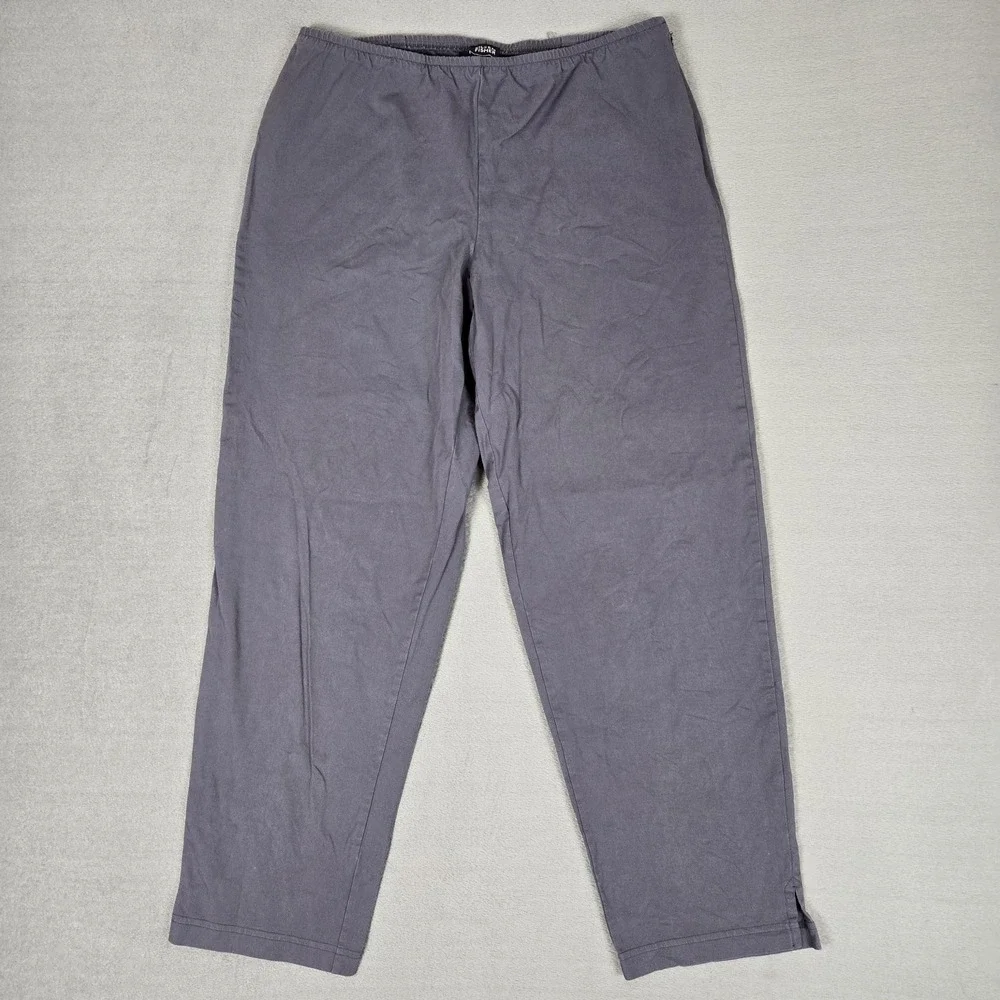 Eileen Fisher Pull On Pants Womens XL Gray Cotton Minimalist Quiet Luxury USA